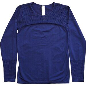 Fabletics Musetta Seamless Long Sleeve Top XL Navy Blue Mesh Gym Training Shirt